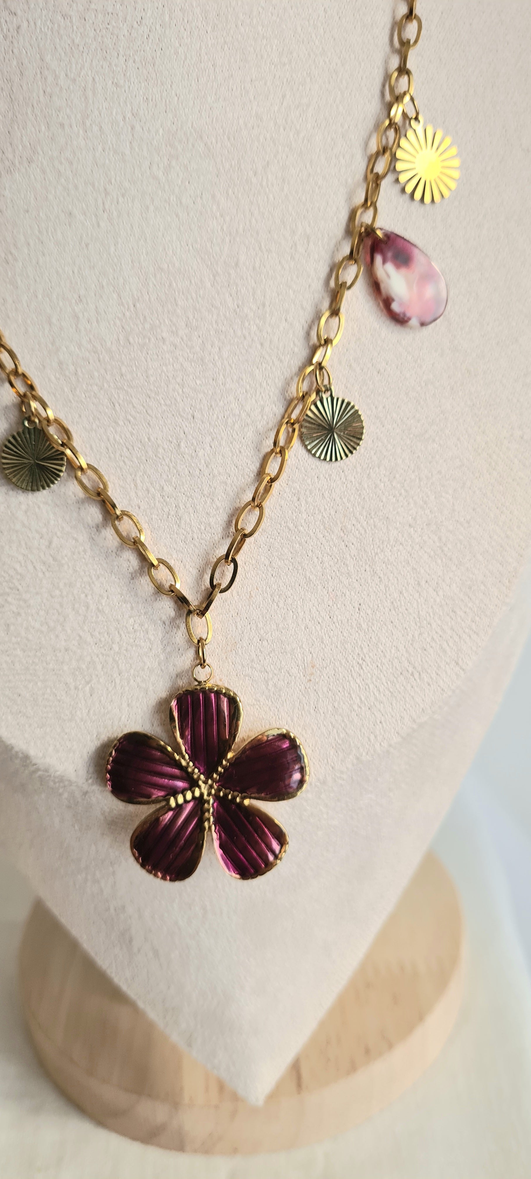 Collier tendance à breloques , acier inoxydable cintia