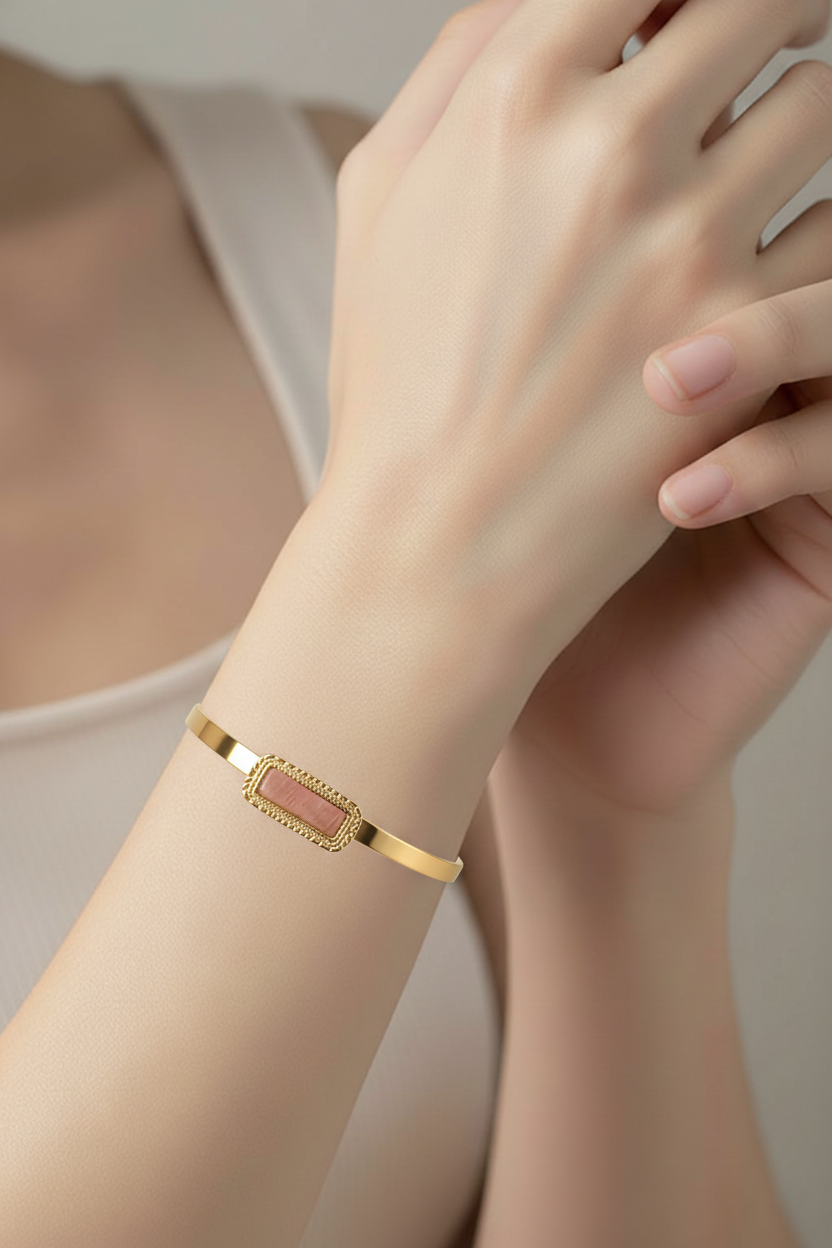 Bracelet jonc pierre du soleil - Acier inoxydable haute qualité