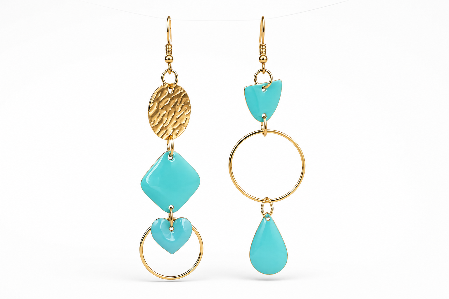 Boucles d'oreilles tendance couleur bleu lac