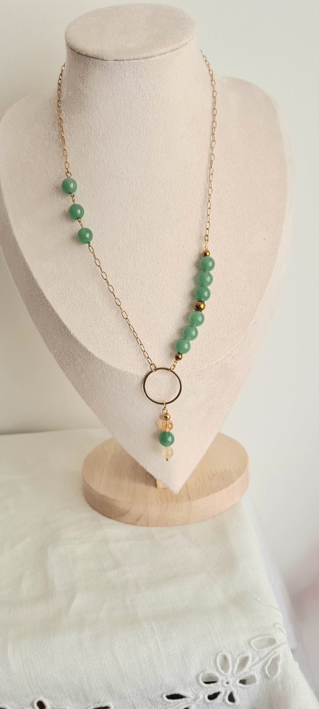 Collier Lina pierre naturelle acier inoxydable bijoux bohème fait main France élégant