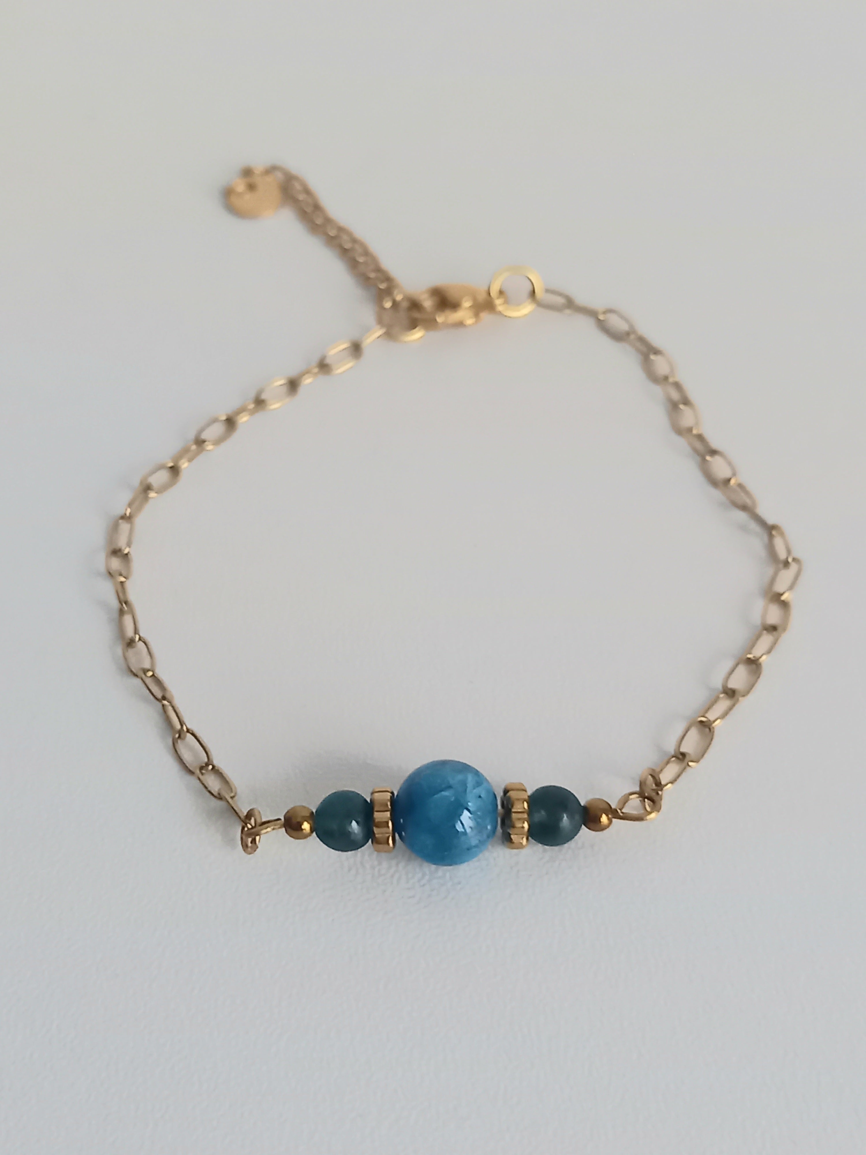 Bracelet acier inoxydable et pierre d apatite
