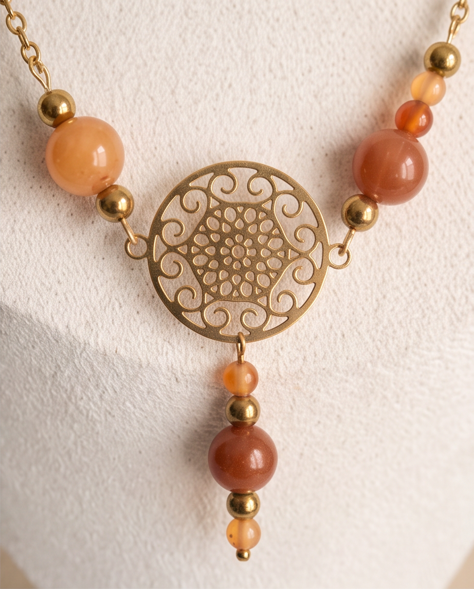 Collier Bohème en perles de cornaline , aline