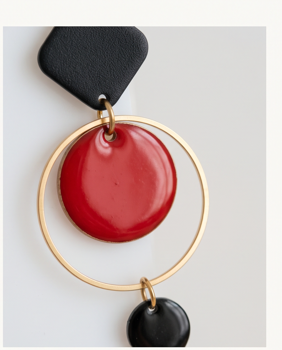 Boucles d'oreilles Jeanne – Rouge & Noir en Acier Inoxydable