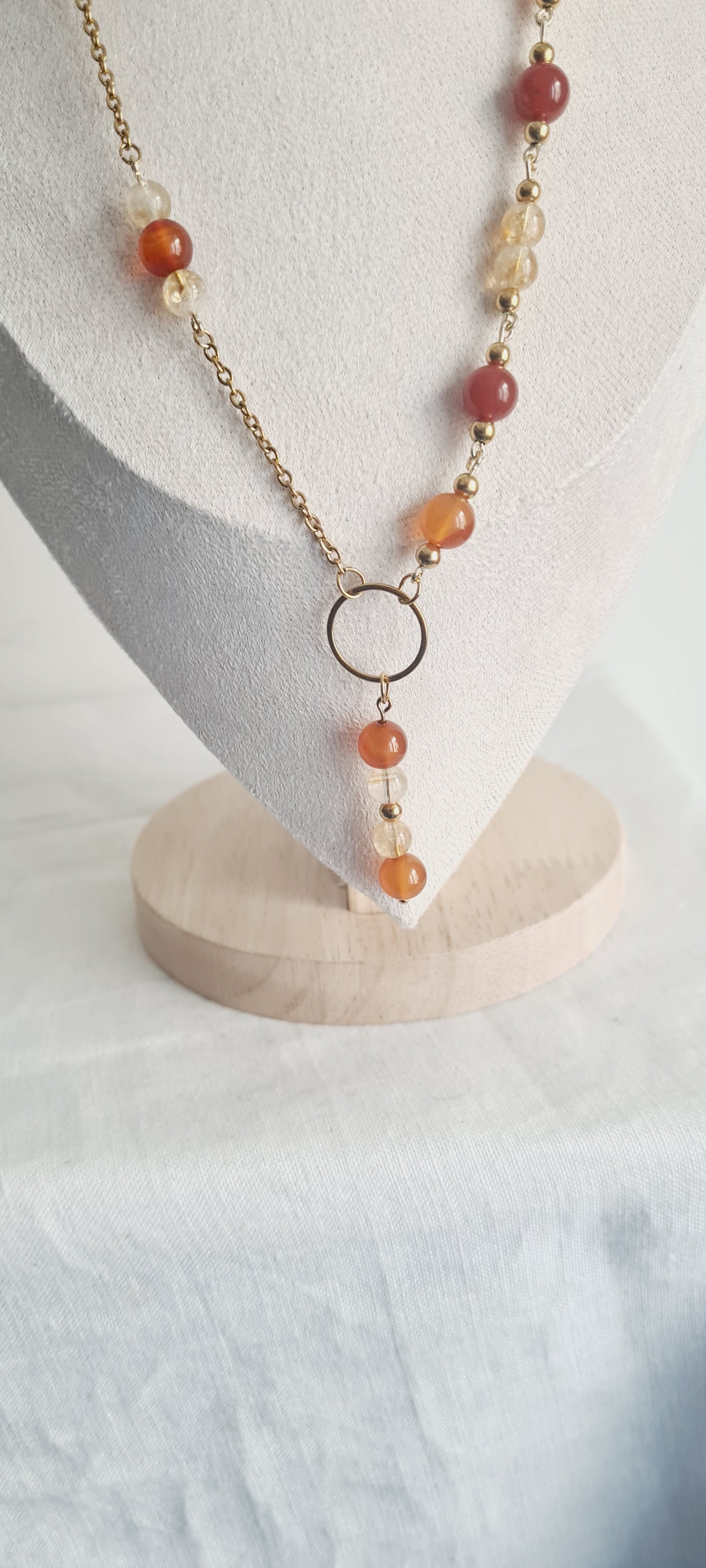 Collier Ciline - Pierre Naturelle Lithothérapie & Acier Inoxydable