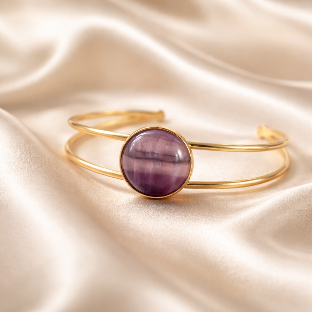 Bracelet Amelia – Améthyste & Acier Inoxydable, Lithothérapie