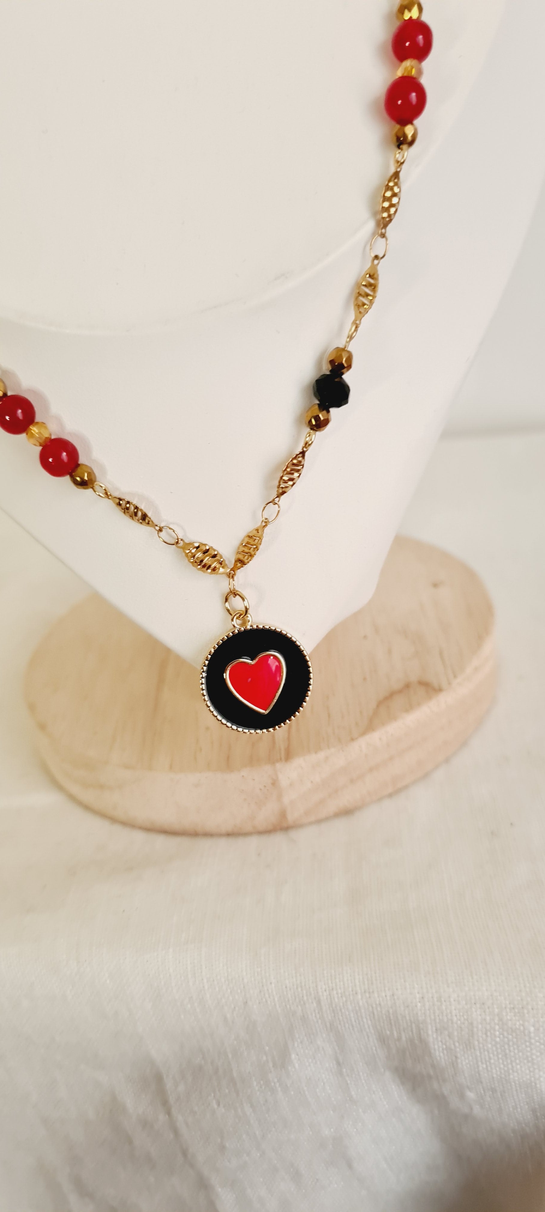 Collier Johanna – Perles de verre & acier inoxydable