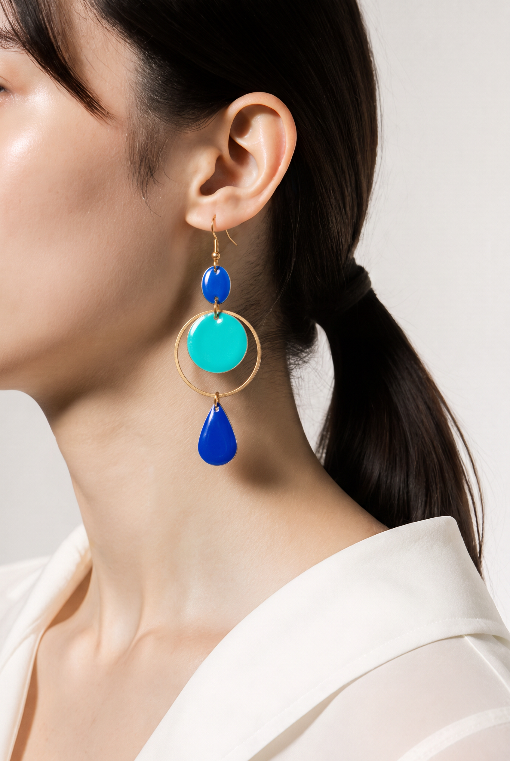 Boucles d'oreilles bleues artisanales – Acier inoxydable & émail | Fait main France