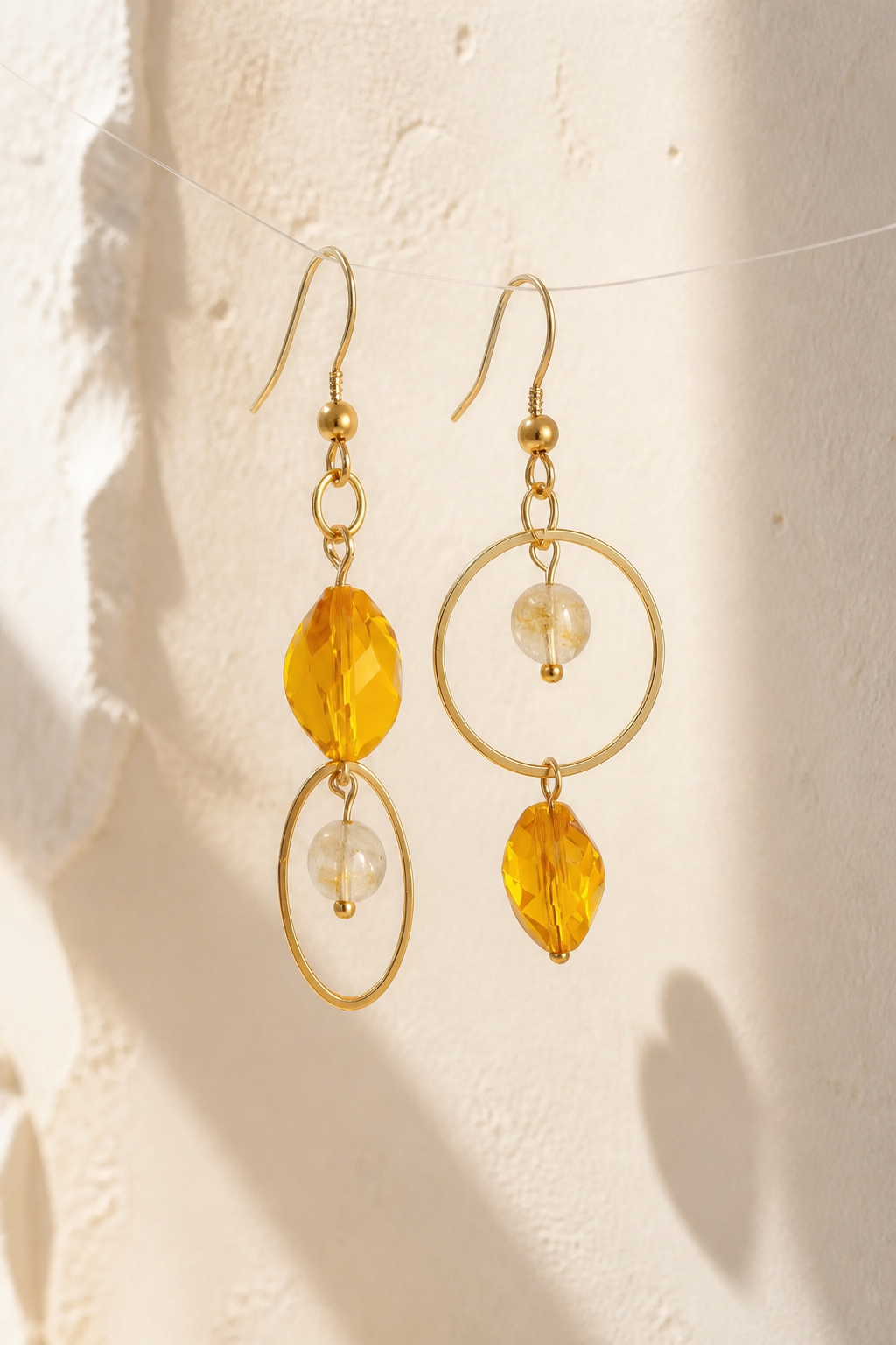 Boucles d'oreilles Citrine & Cristal – Bijou Bohème Fait Main