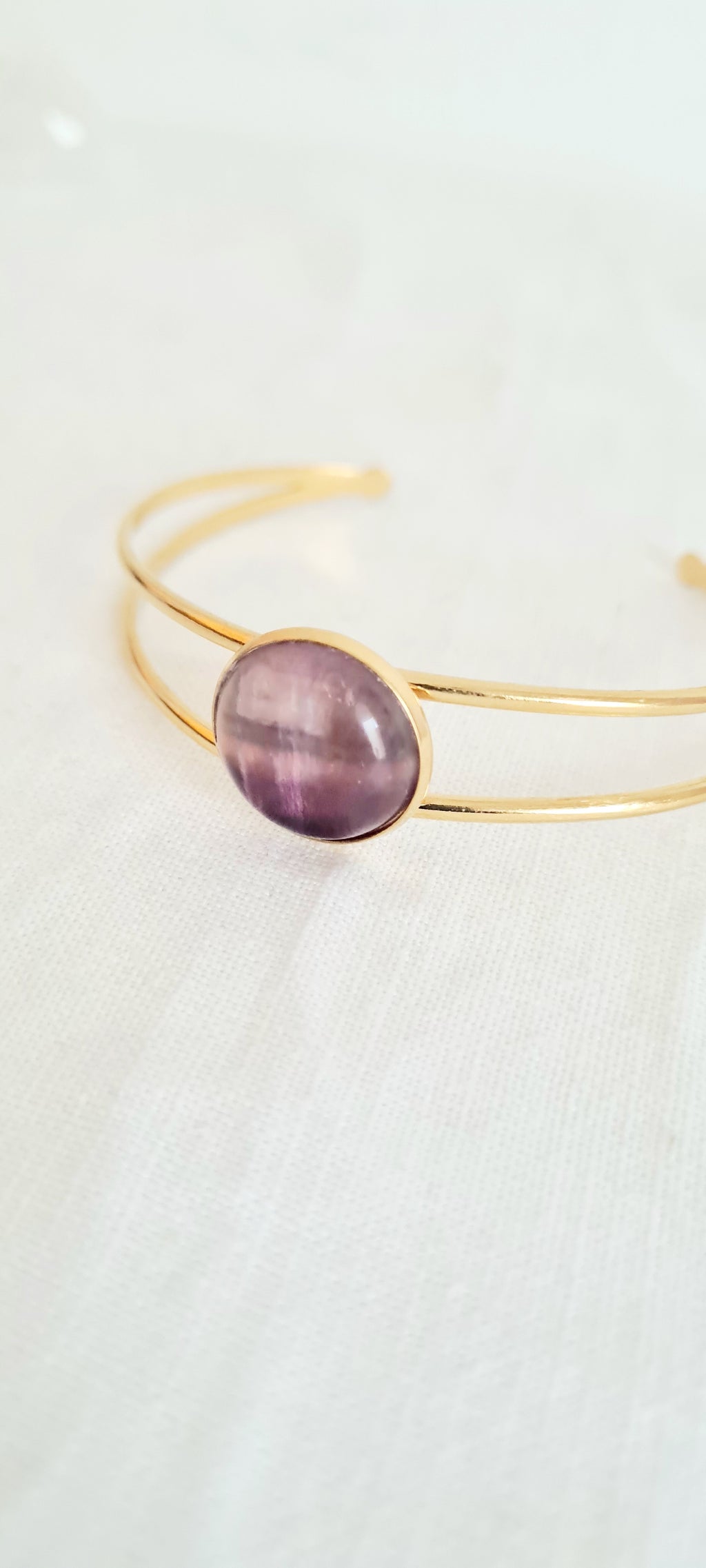 Bracelet Amelia – Améthyste & Acier Inoxydable, Lithothérapie