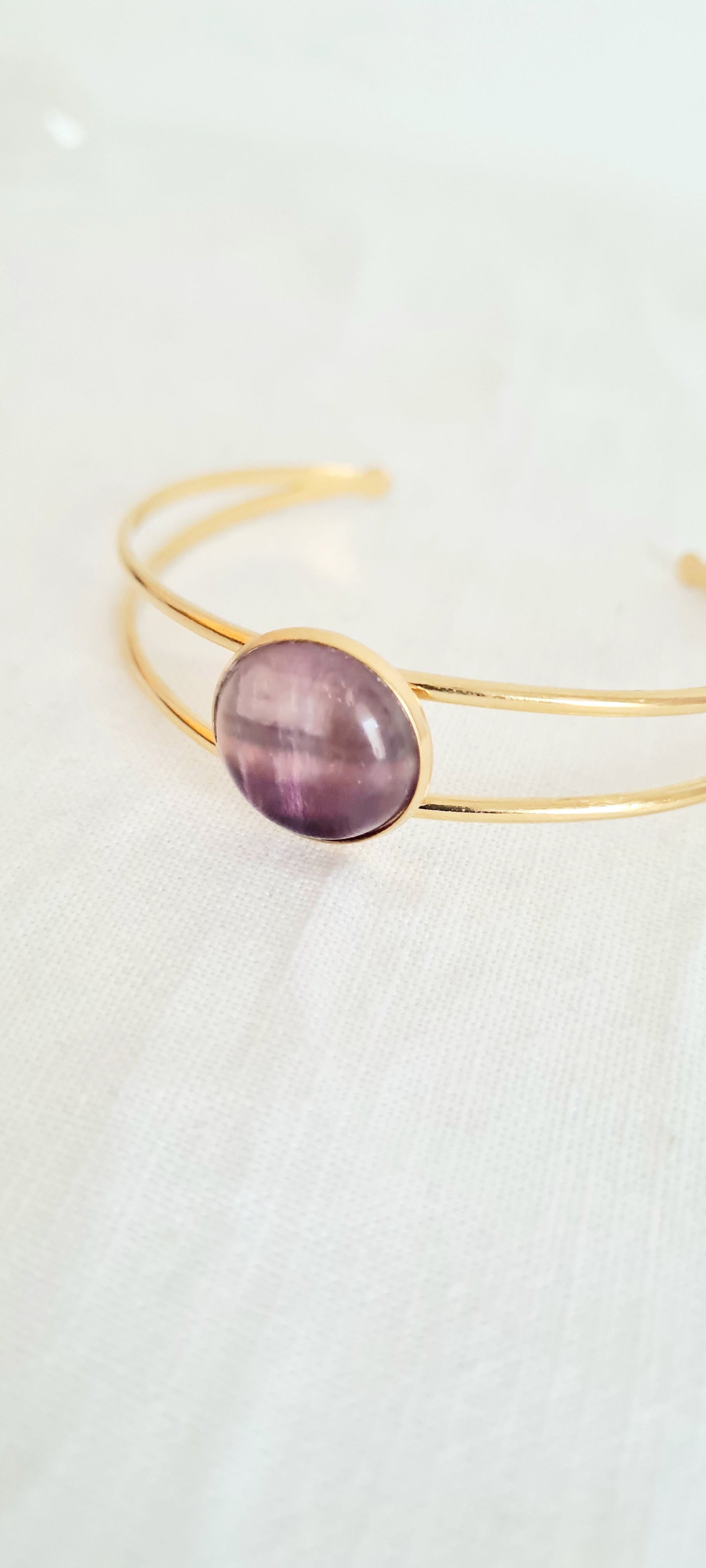 Bracelet Amelia – Améthyste & Acier Inoxydable, Lithothérapie