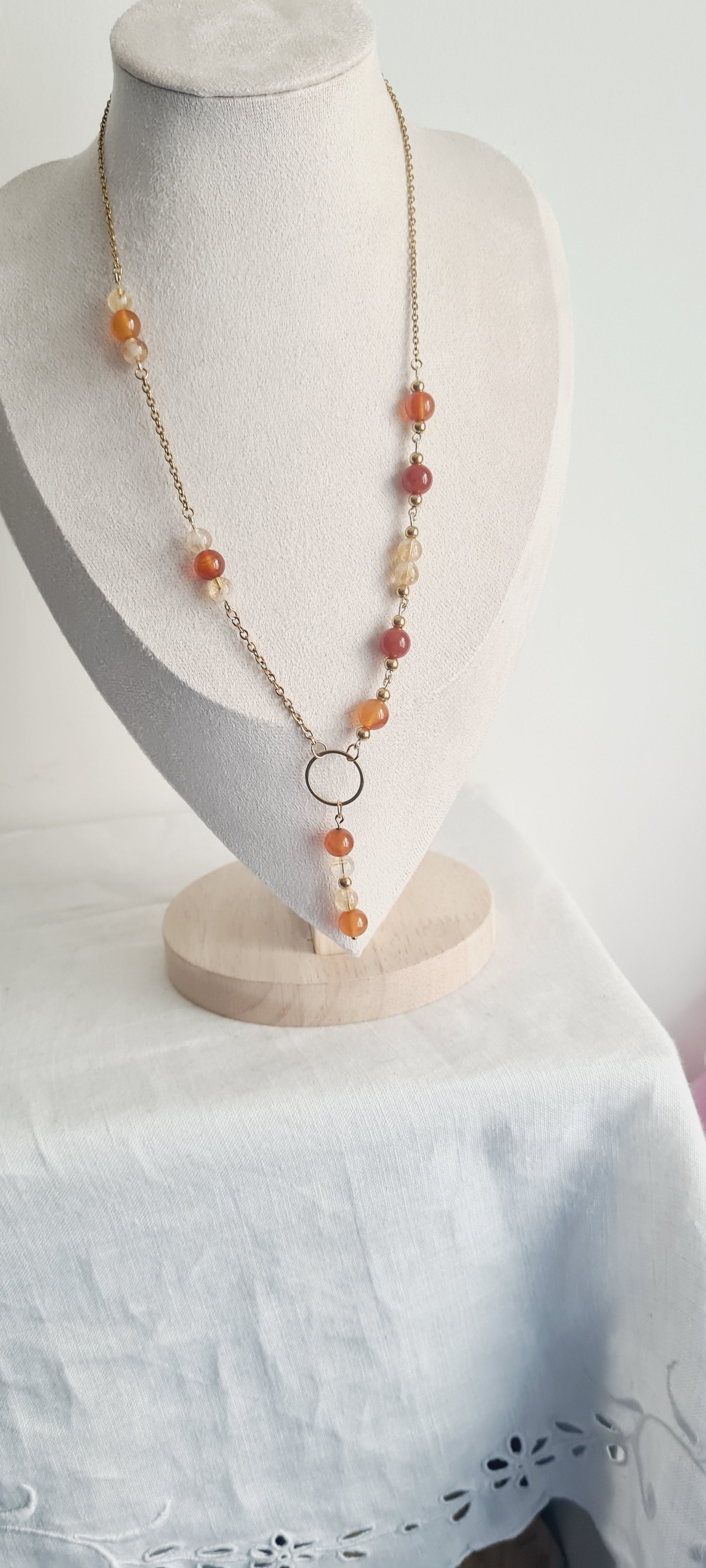 Collier Ciline - Pierre Naturelle Lithothérapie & Acier Inoxydable