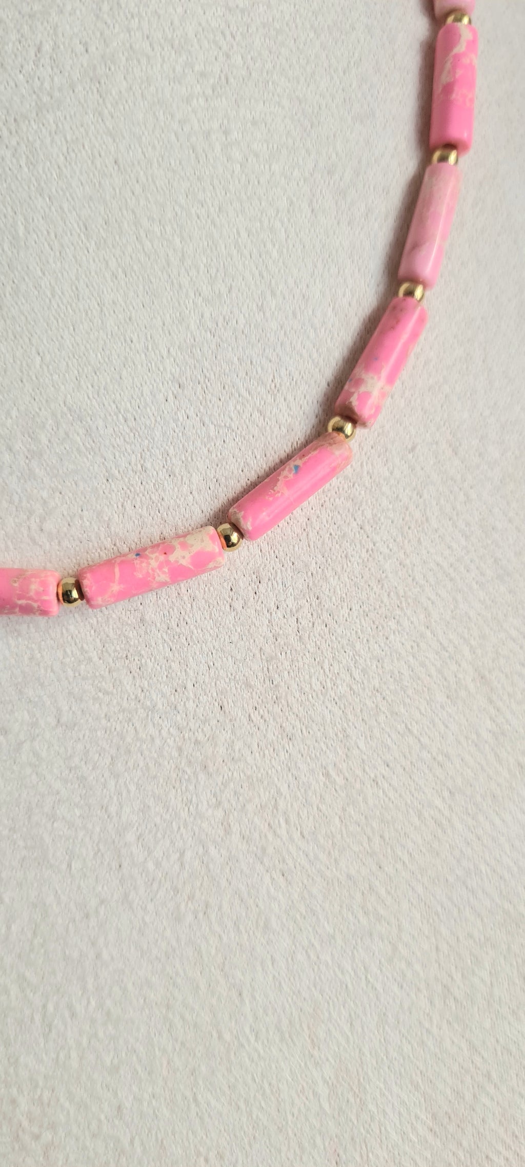 Collier lithotherapie pierre naturelle et acier inoxydable bella rosa