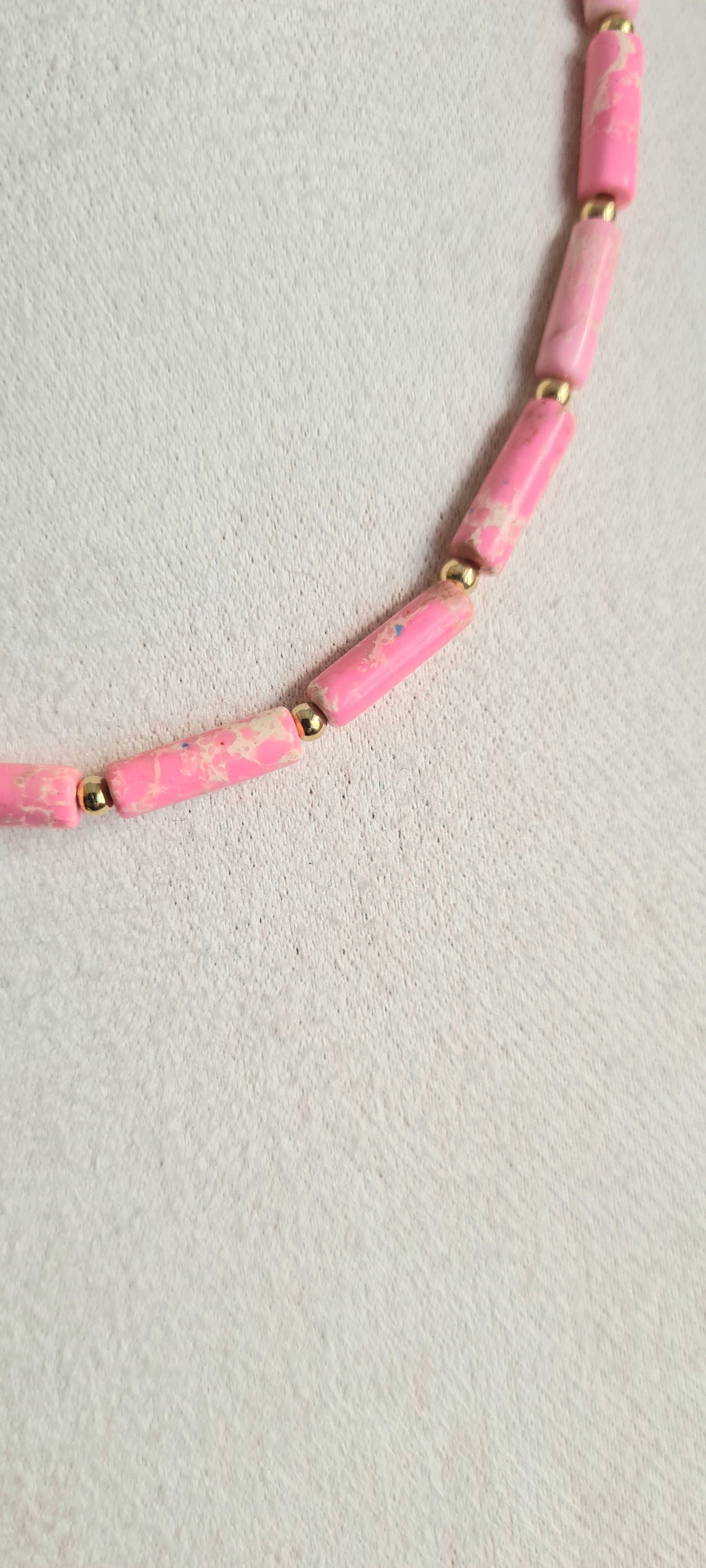 Collier lithotherapie pierre naturelle et acier inoxydable bella rosa