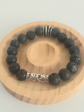  Bracelet homme pierre de lave lithothérapie acier inoxydable noir fait main France