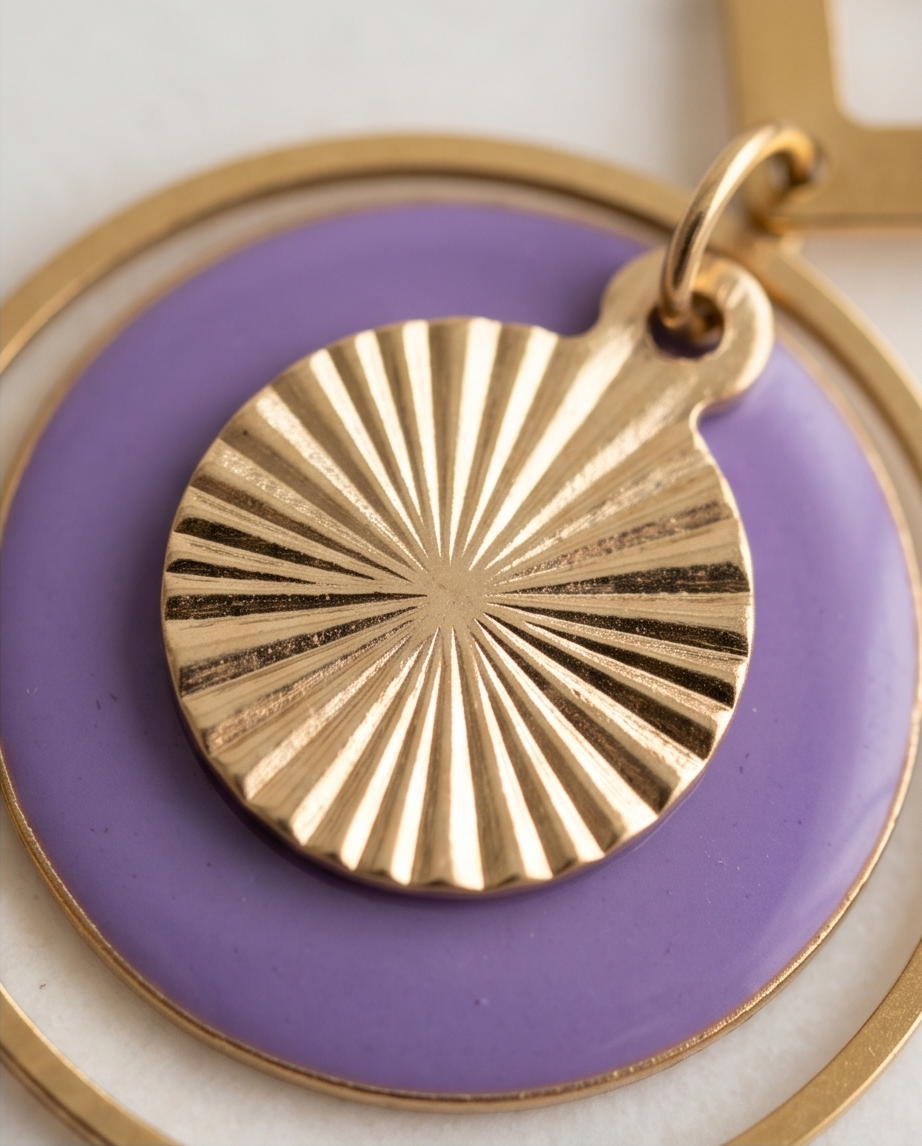 Boucles d'oreilles violettes en émail – Acier inoxydable | Bijou bohème fait main