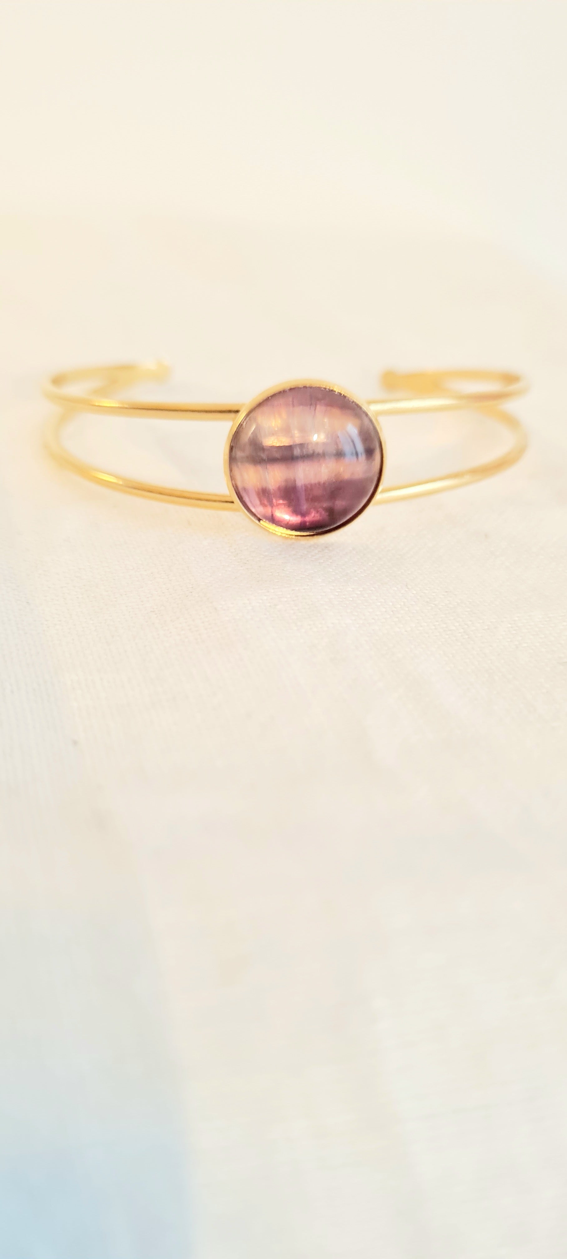Bracelet Amelia – Améthyste & Acier Inoxydable, Lithothérapie