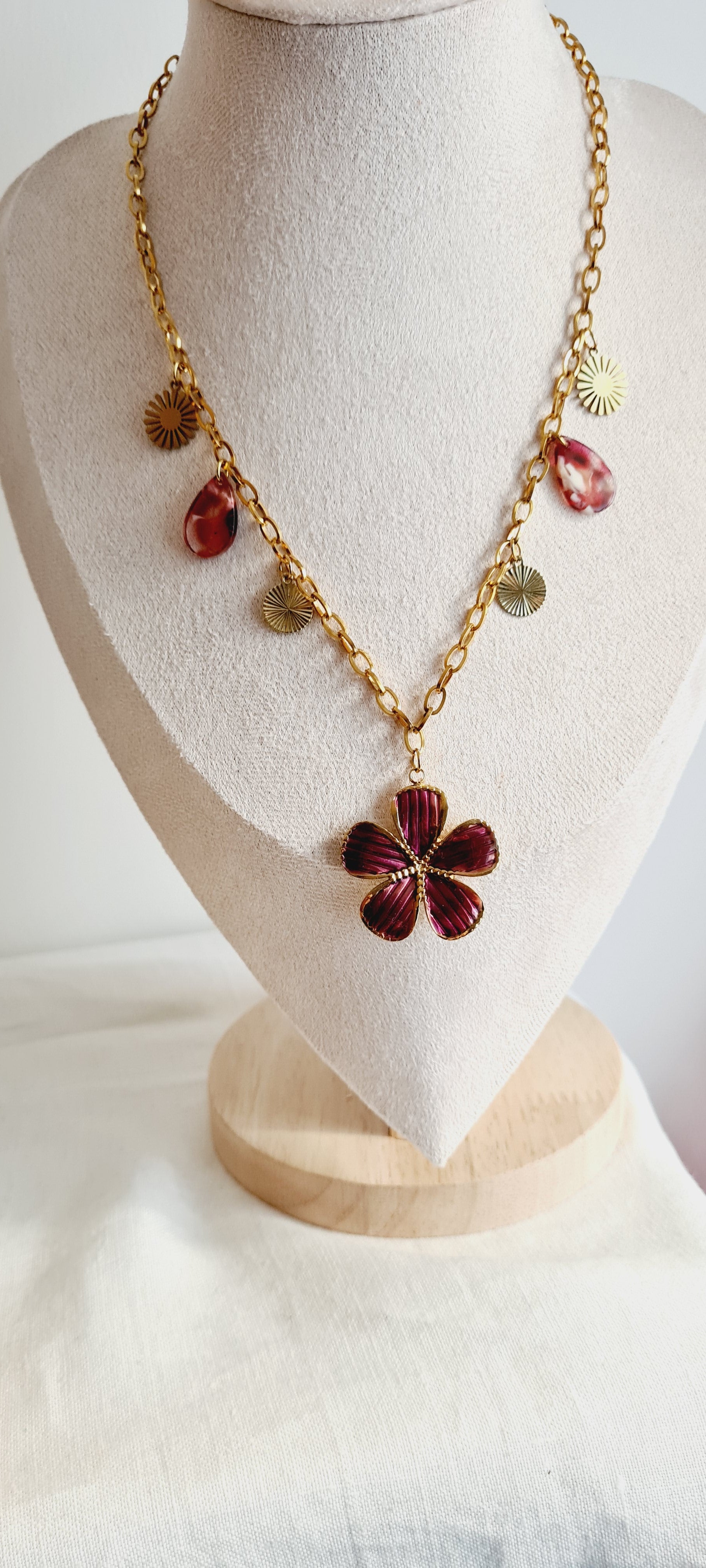 Collier tendance à breloques , acier inoxydable cintia