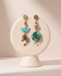 Boucles d'oreilles noir, rouge , bleu et doré - Breloques acier inoxydable émail