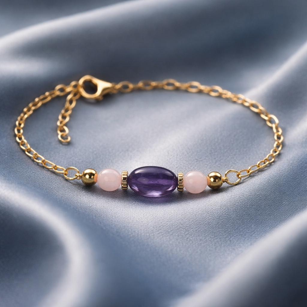 Bracelet Améthyste Quartz Rose - Lithothérapie Pierres Naturelles France
