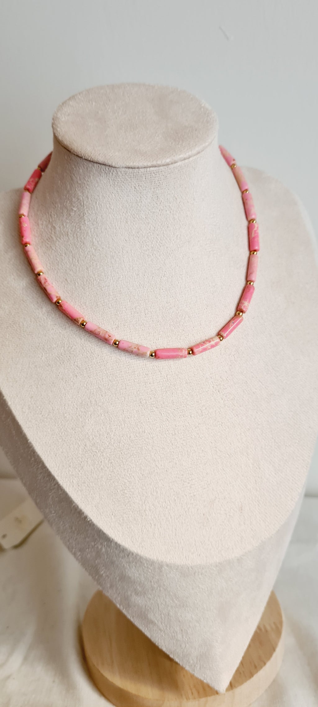 Collier lithotherapie pierre naturelle et acier inoxydable bella rosa