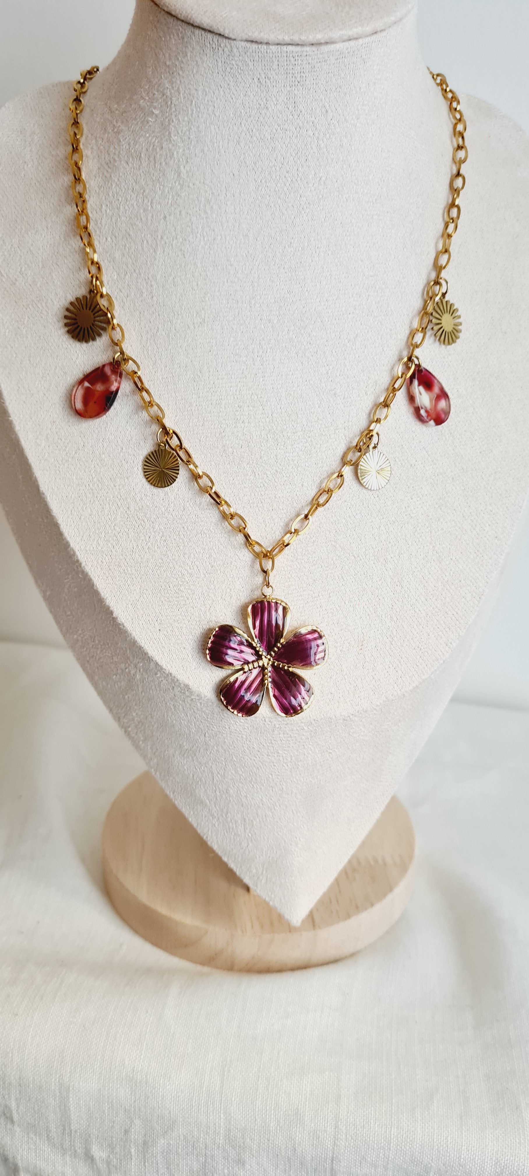 Collier tendance à breloques , acier inoxydable cintia