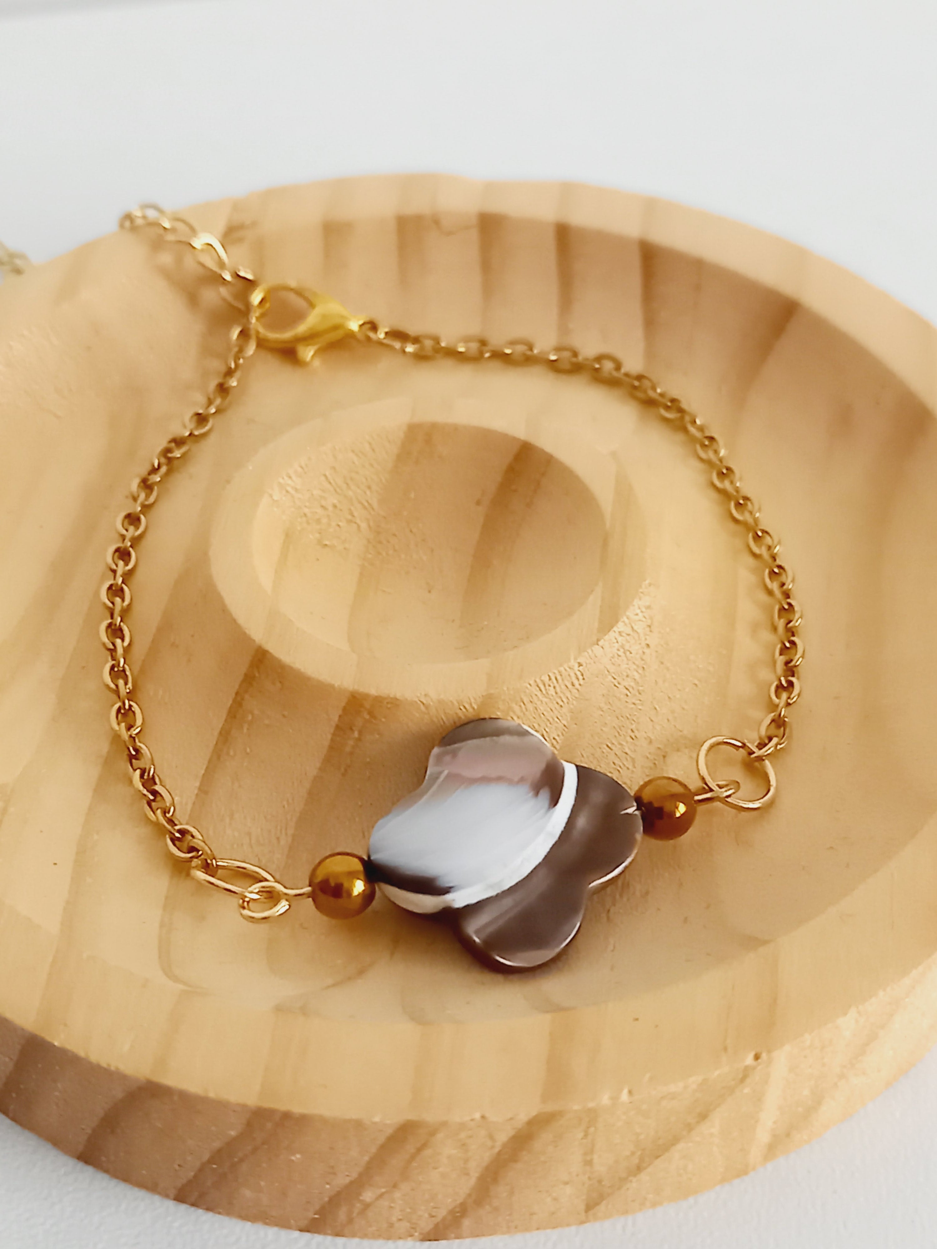 Bracelet en acier inoxydable et nacre