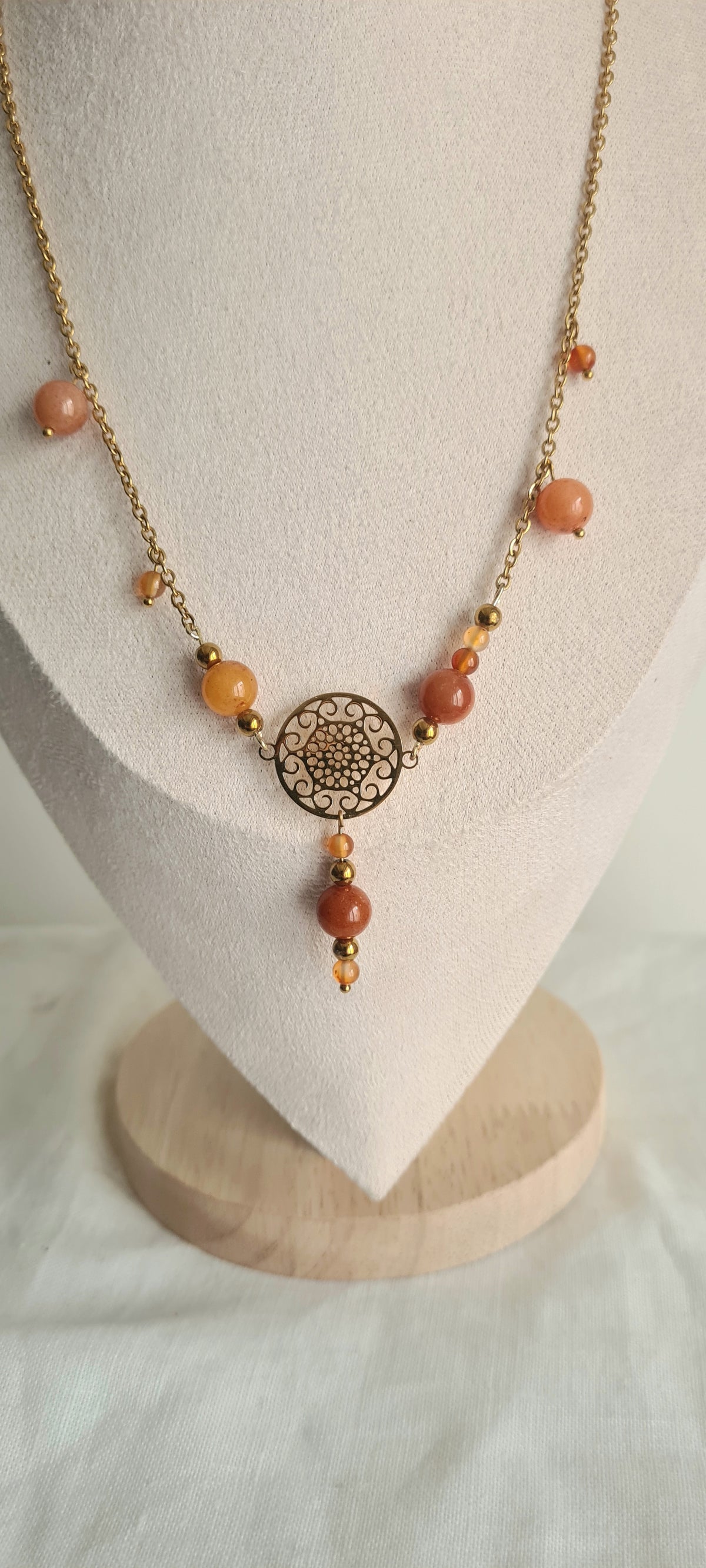 Collier Bohème en perles de cornaline , aline