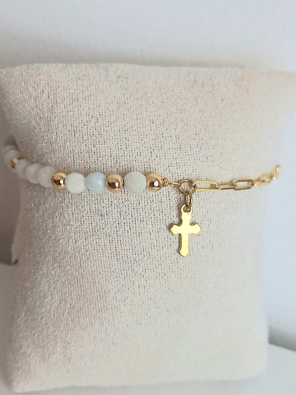 Bracelet amazonite - Perles naturelles acier inoxydable