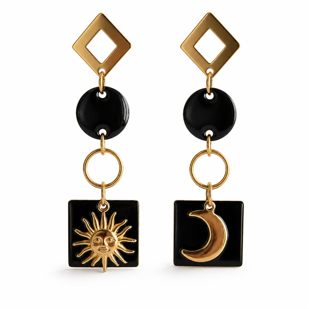 Boucles d'oreilles Céleste – Acier Inoxydable & Émail | Bijou Bohème Femme