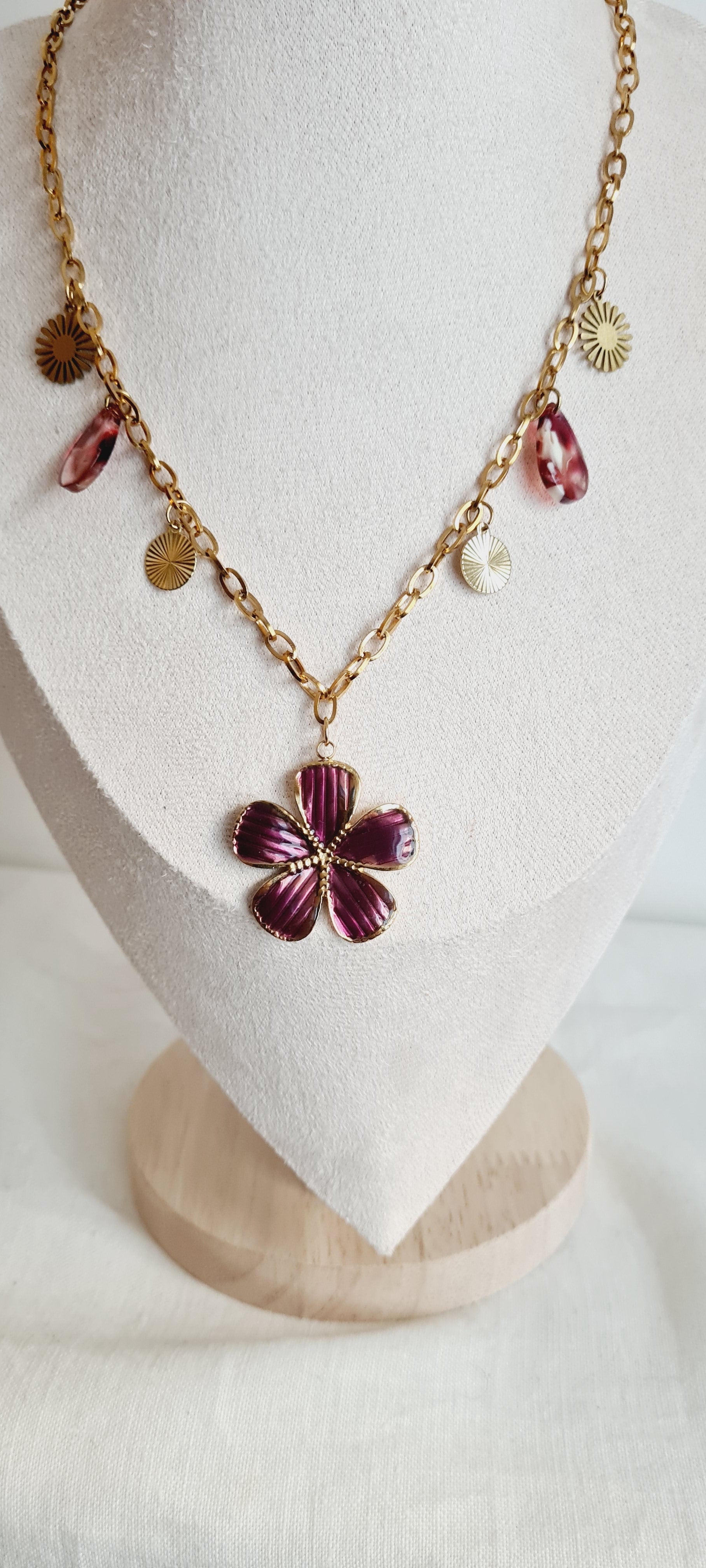 Collier tendance à breloques , acier inoxydable cintia