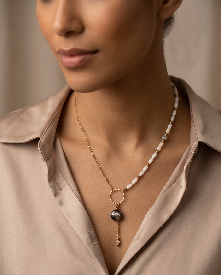 Collier Anaia - Coquillage, Nacre & Acier Inoxydable