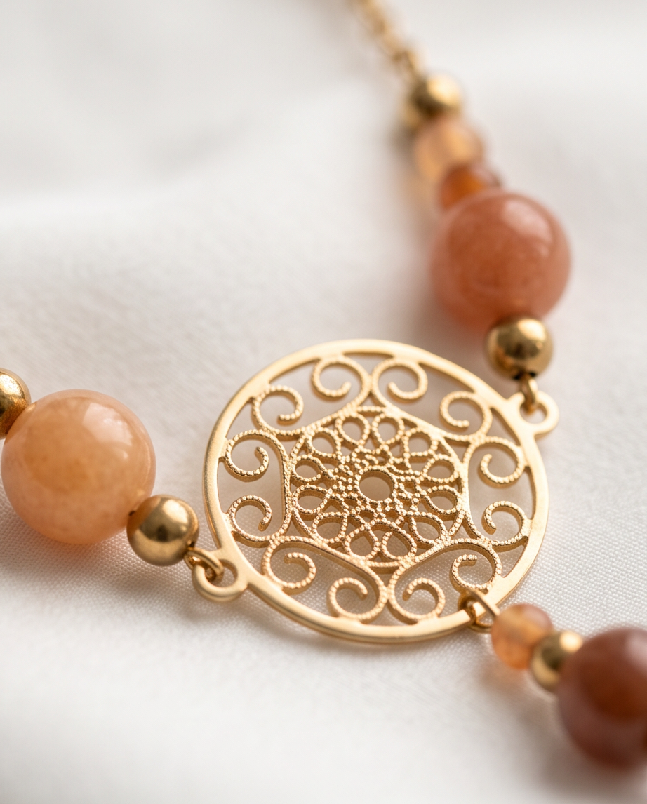 Collier Bohème en perles de cornaline , aline