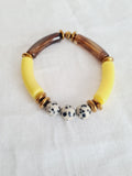 Bracelet jaspe dalmatien acétate - Perles acier inoxydable