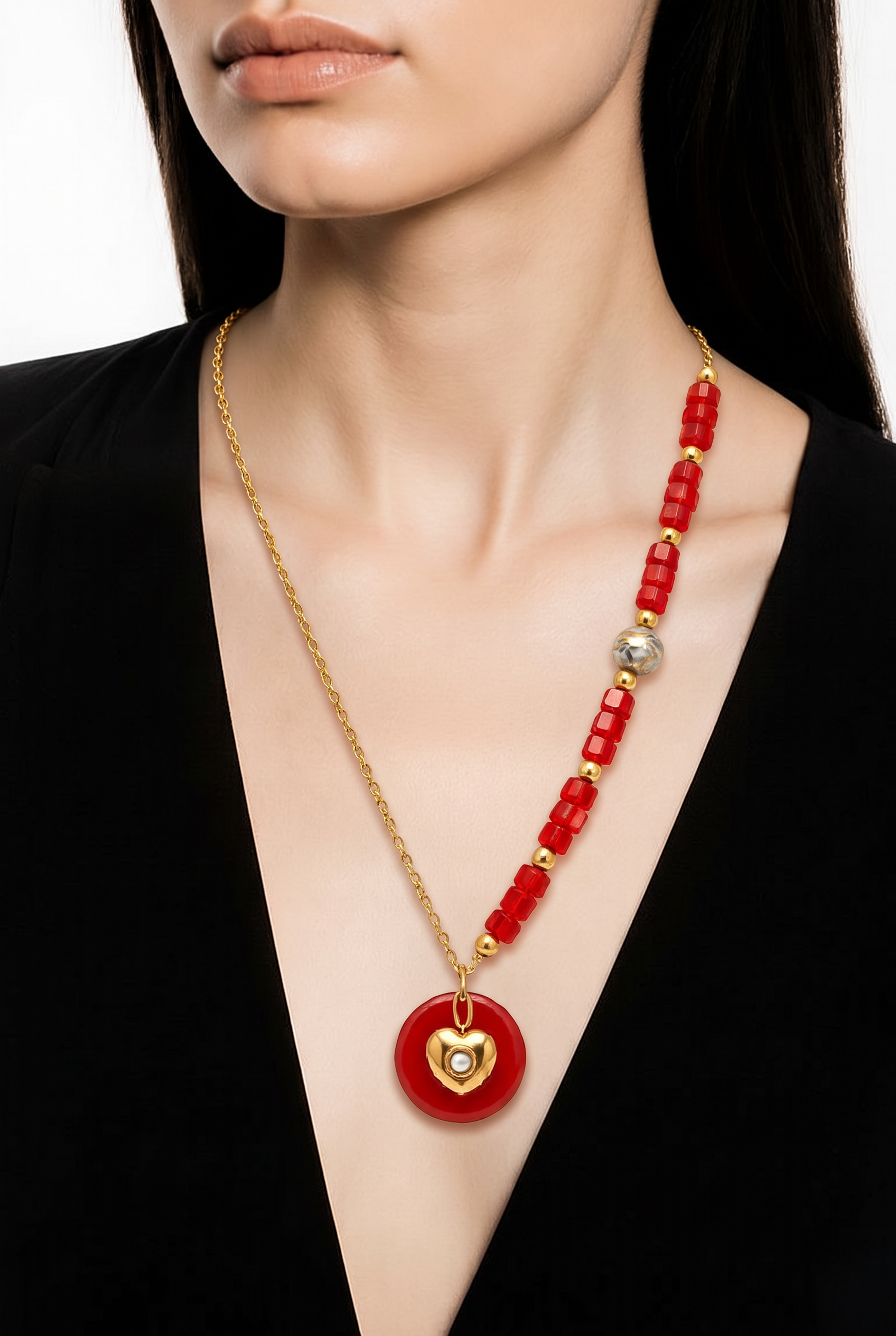 Collier Cœur Rouge Passion - Acier Inoxydable