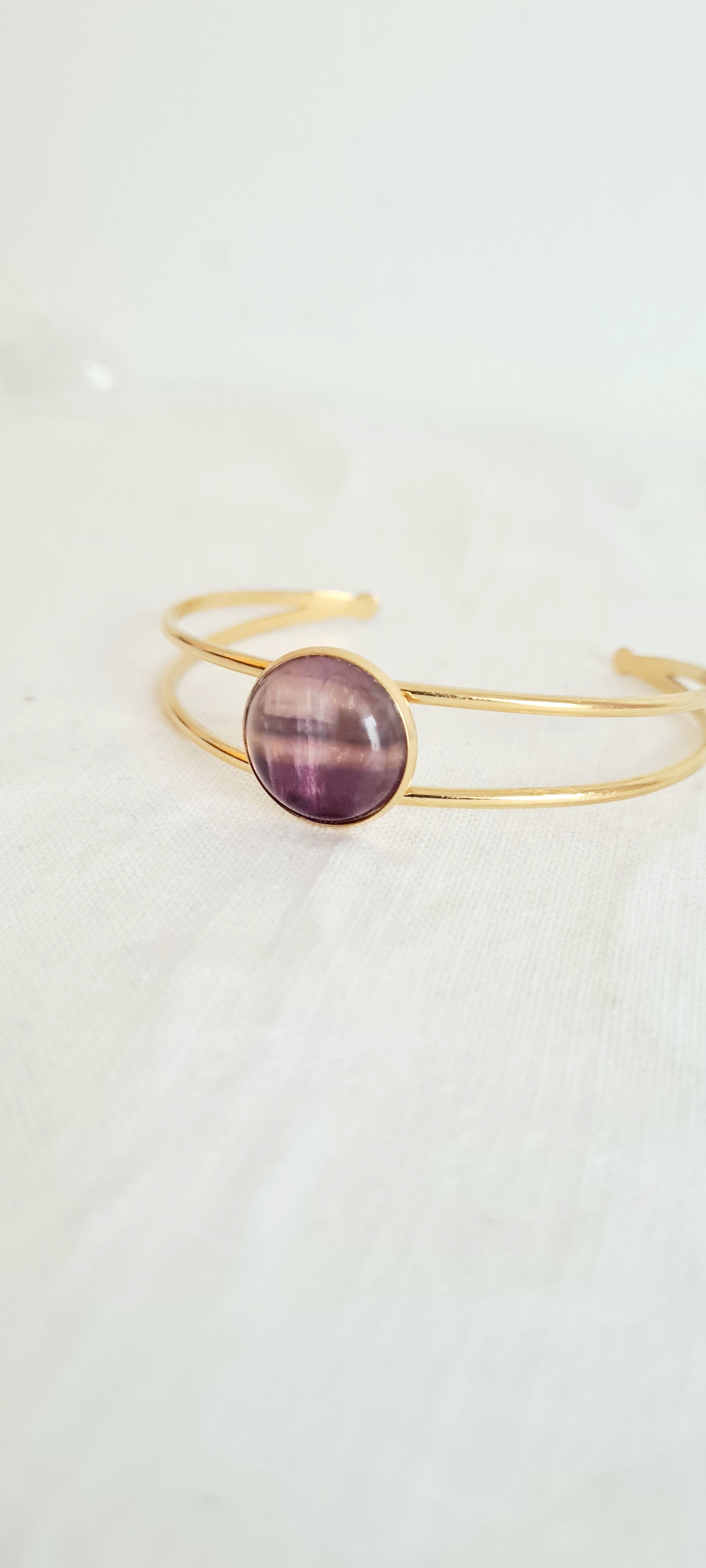 Bracelet Amelia – Améthyste & Acier Inoxydable, Lithothérapie