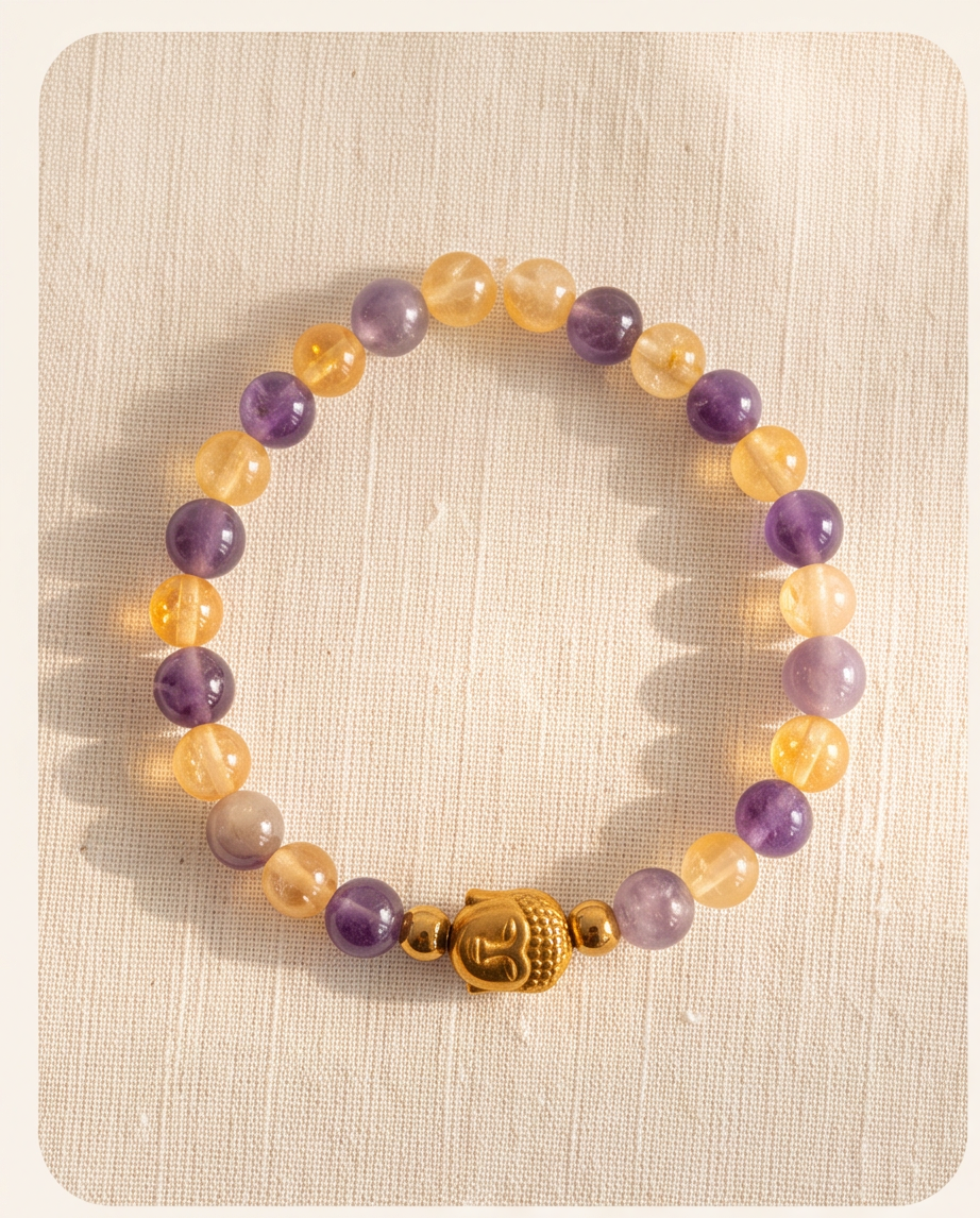 Bracelet Améthyste & Citrine – Lithothérapie | Fait Main France