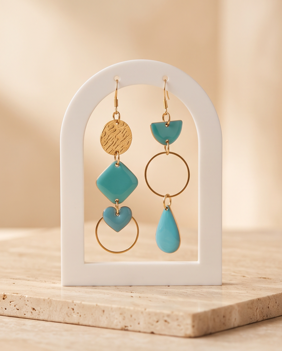 Boucles d'oreilles tendance couleur bleu lac