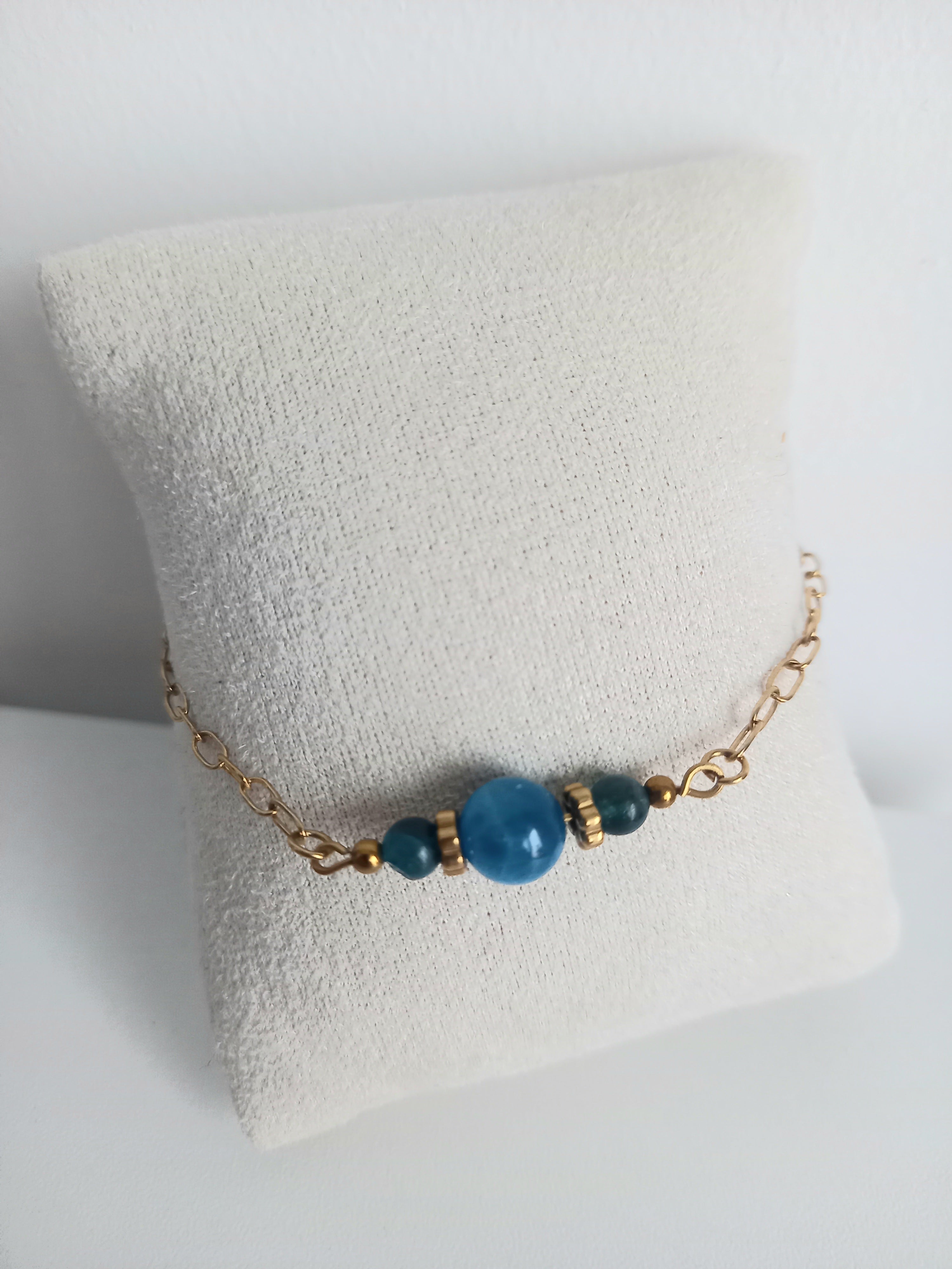 Bracelet acier inoxydable et pierre d apatite