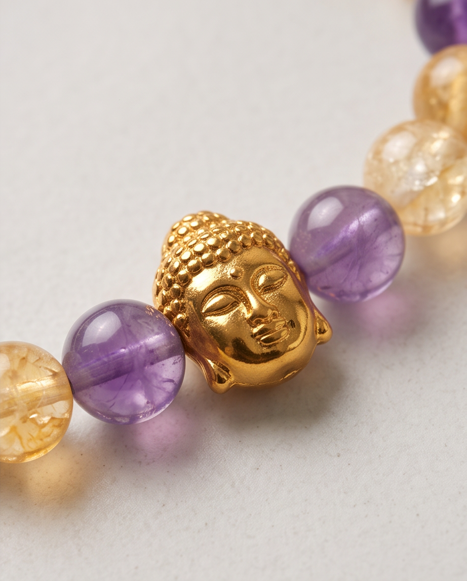 Bracelet Améthyste & Citrine – Lithothérapie | Fait Main France