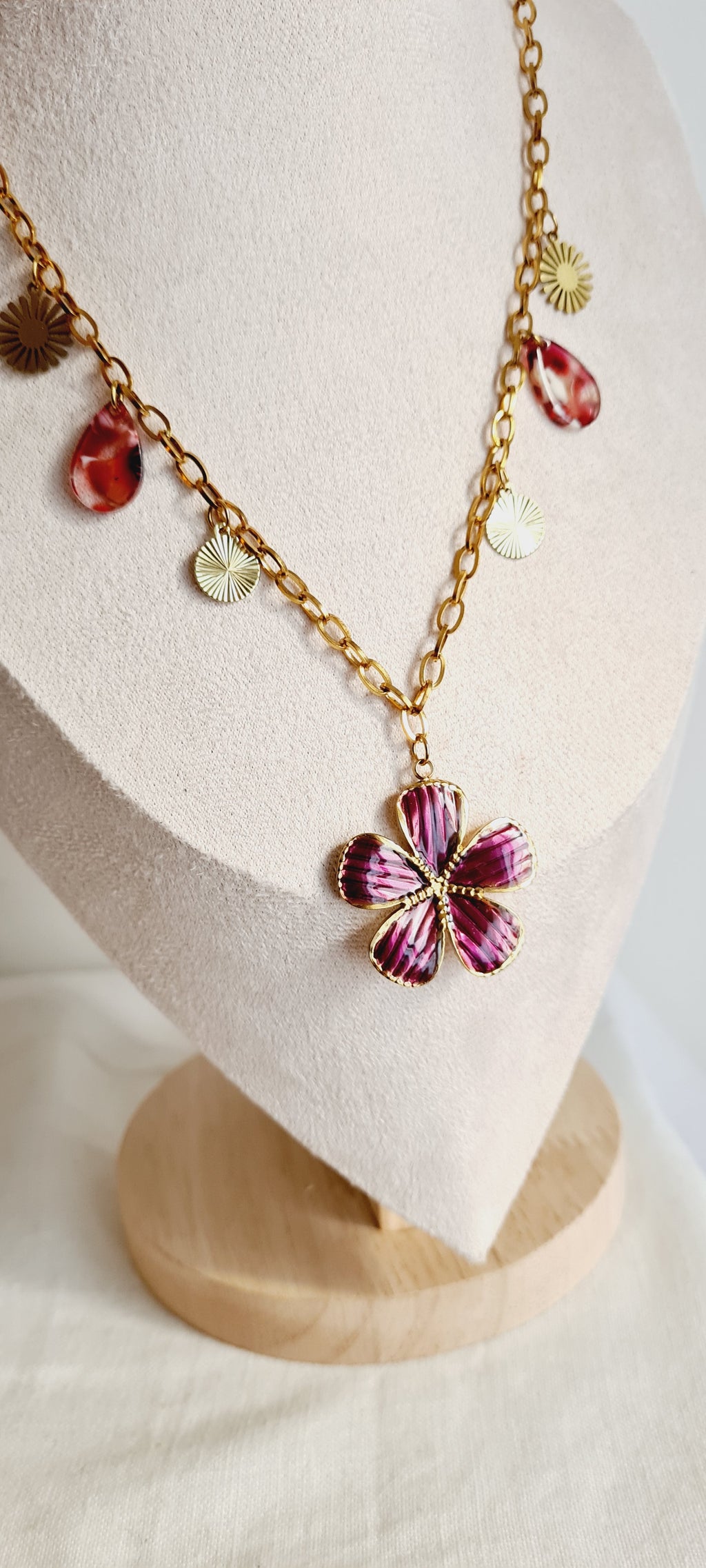 Collier tendance à breloques , acier inoxydable cintia