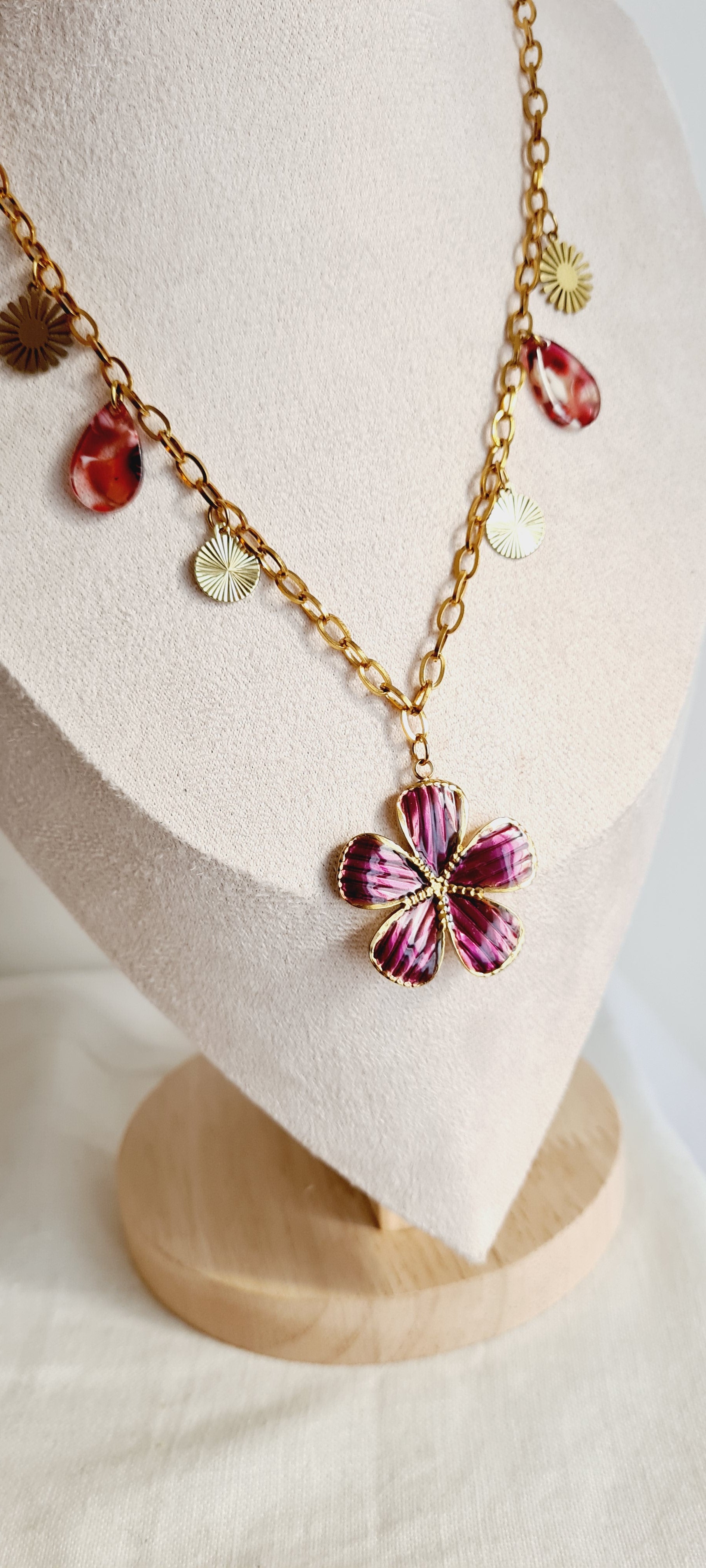 Collier tendance à breloques , acier inoxydable cintia