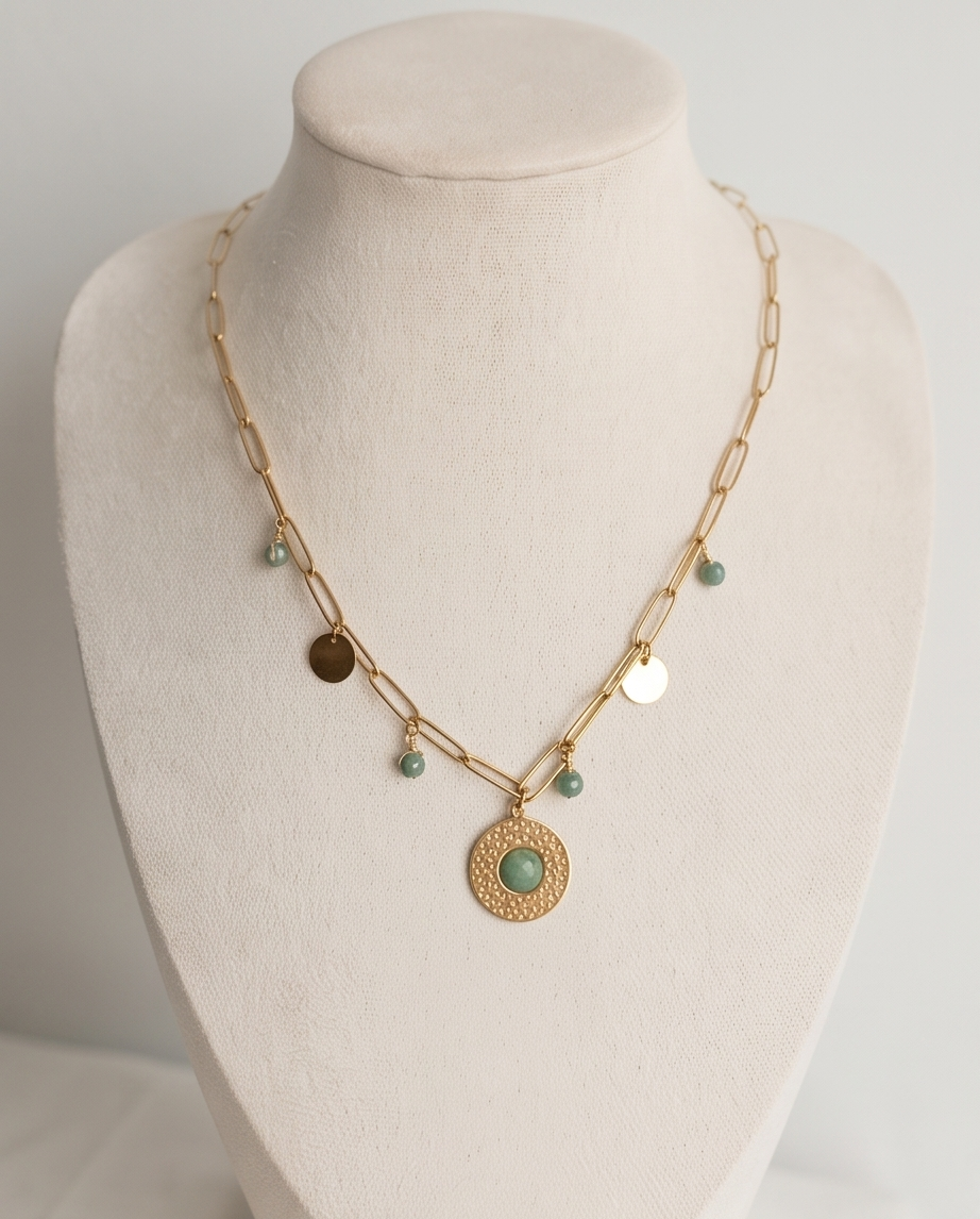 Collier Turquoise Africaine | Acier Inoxydable | Bijou Bohème