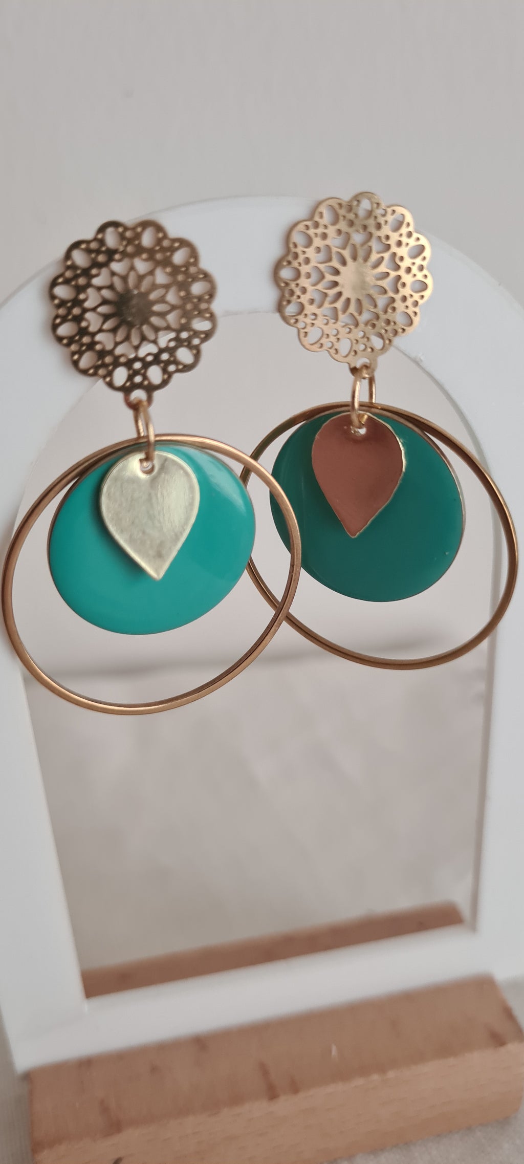 Boucles d'oreilles Eva — Émail Bleu Lac & Acier Inoxydable
