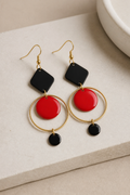 Boucles d'oreilles Jeanne – Rouge & Noir en Acier Inoxydable