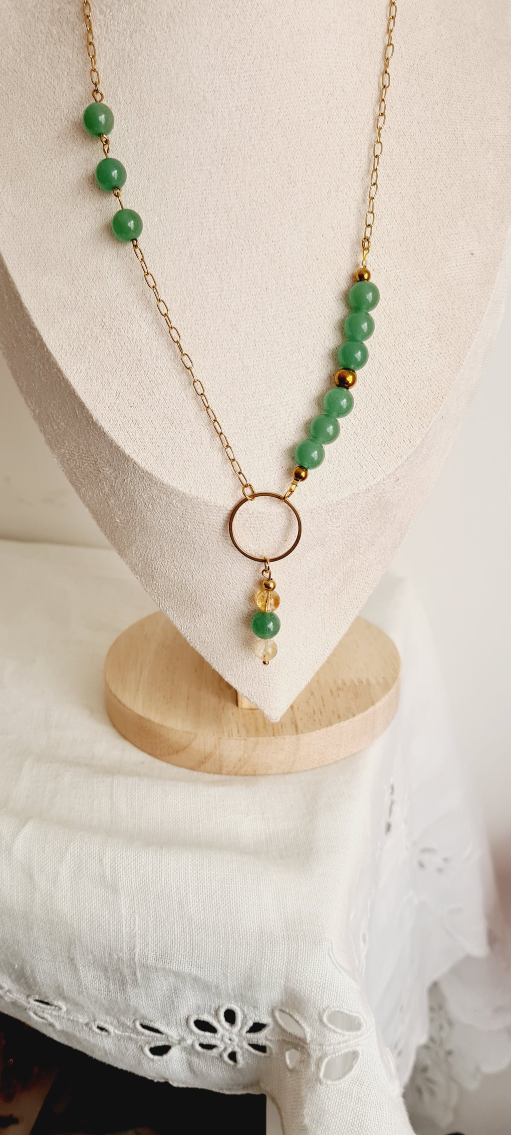 Collier Aventurine & Citrine, Pierre Naturelle Lithothérapie lina