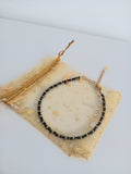 Bracelet agate noire placage ionique - Perles 3mm acier inoxydable