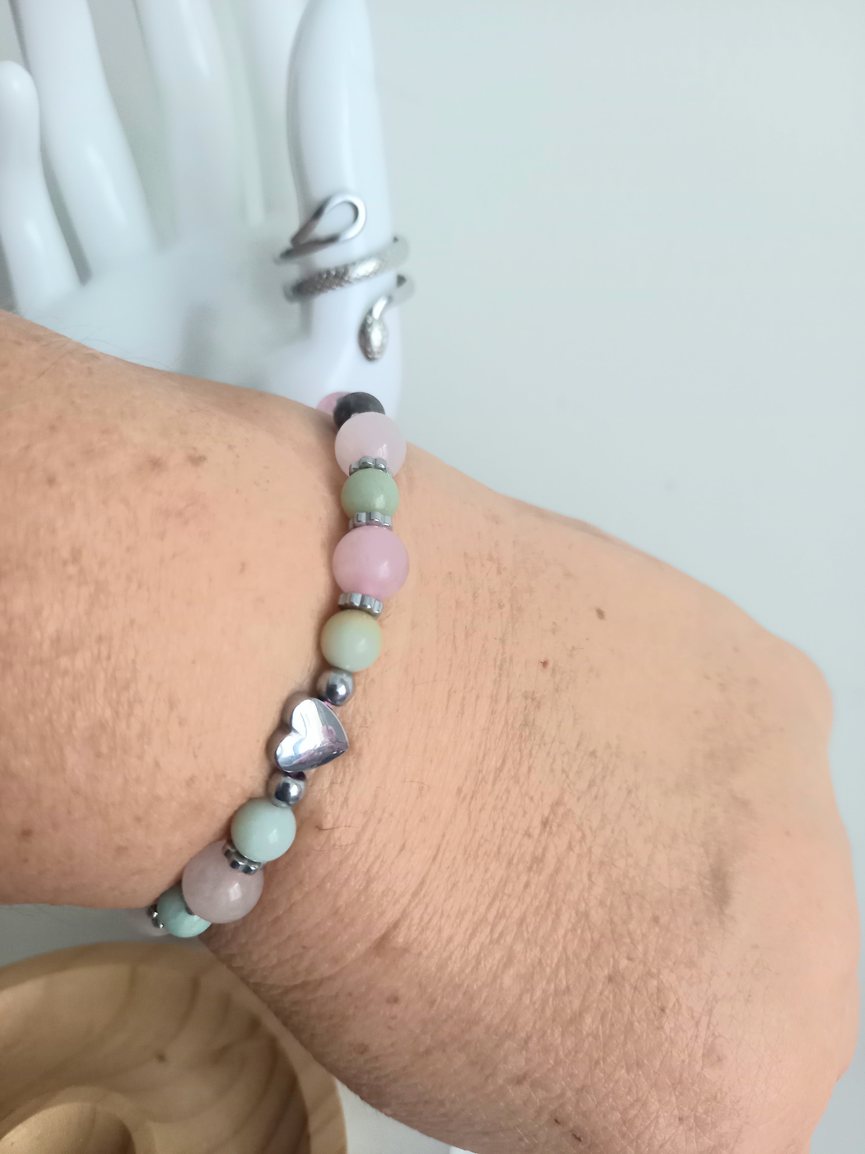 Bracelet lithothérapie quartz et béryl