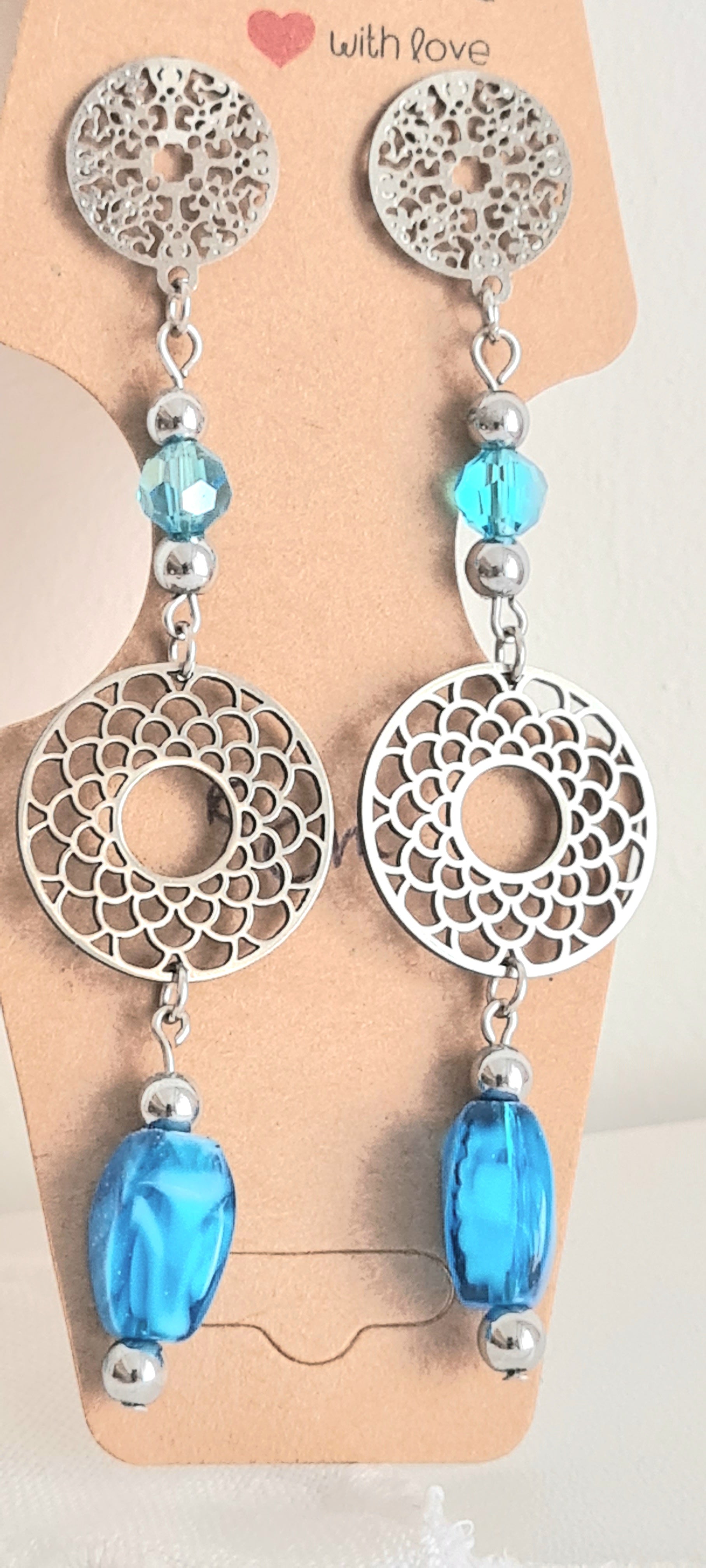 Boucles d'oreilles Perles de Verre Bleues – Fait Main France
