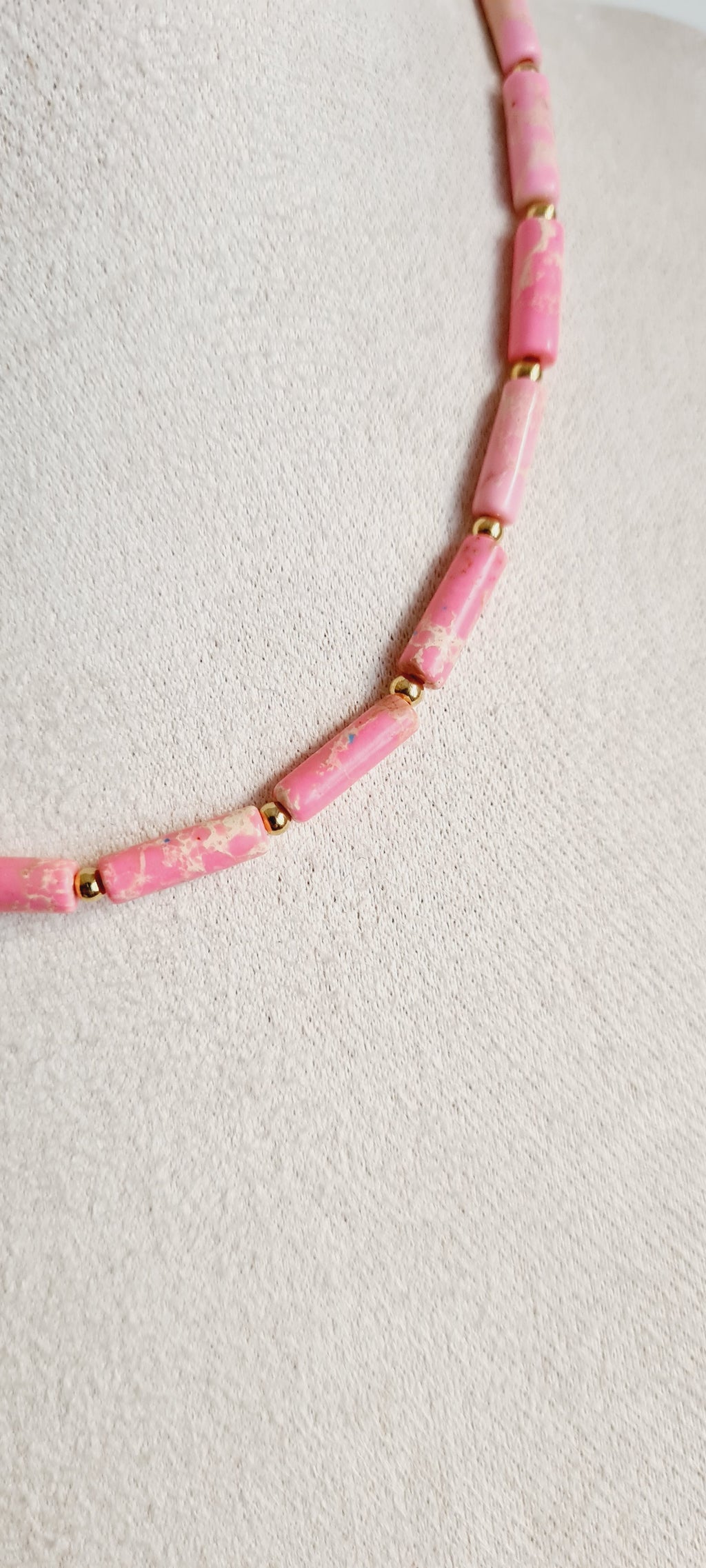 Collier lithotherapie pierre naturelle et acier inoxydable bella rosa