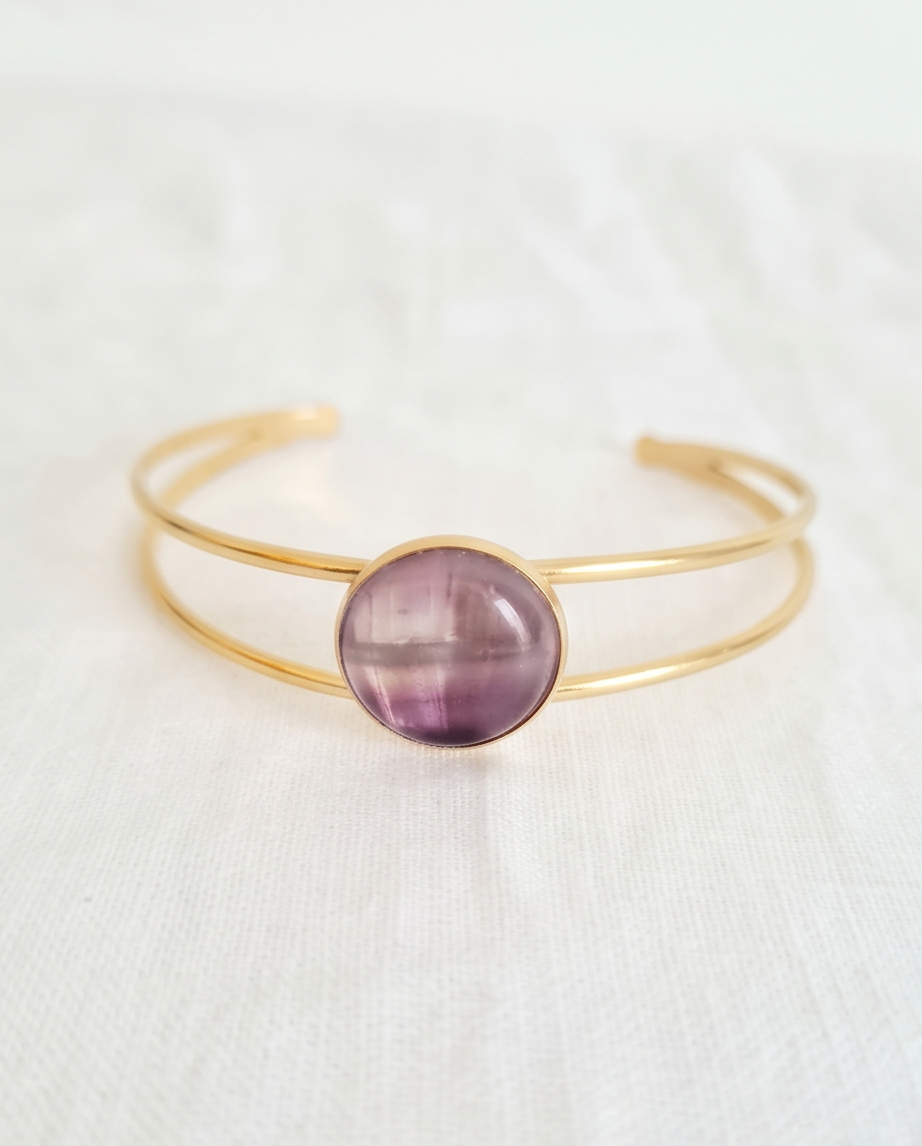 Bracelet Amelia – Améthyste & Acier Inoxydable, Lithothérapie